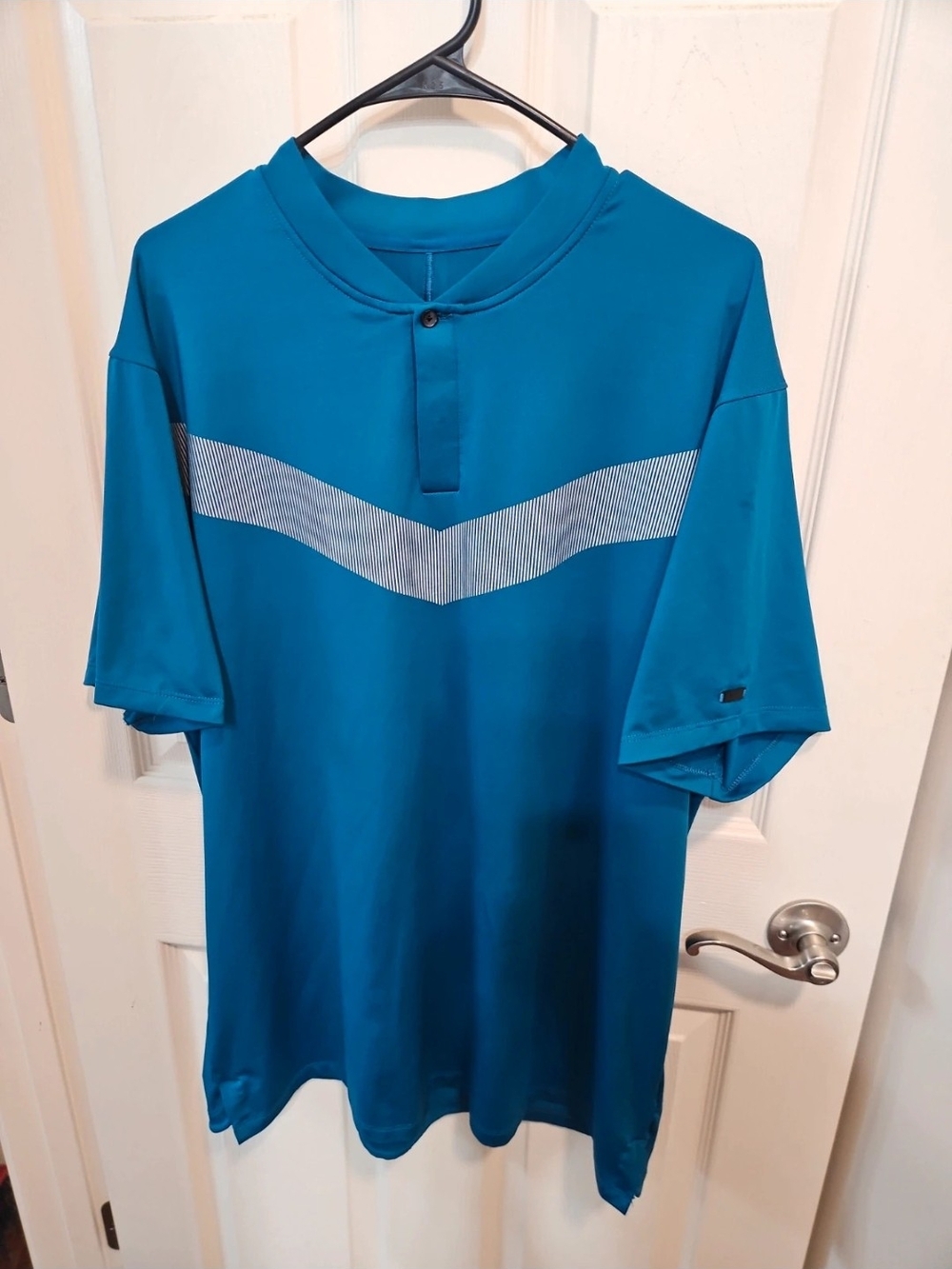 Nike DRI-FIT Tiger Woods Teal Short-Sleeve Polo with Chevron Stripe XL